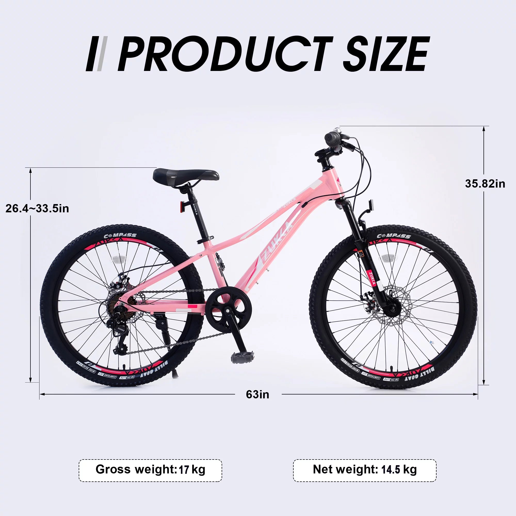 GUTALOR 24-Inch Mountain Bike for Boys and Girls - 7-Speed, Ideal for Young Riders