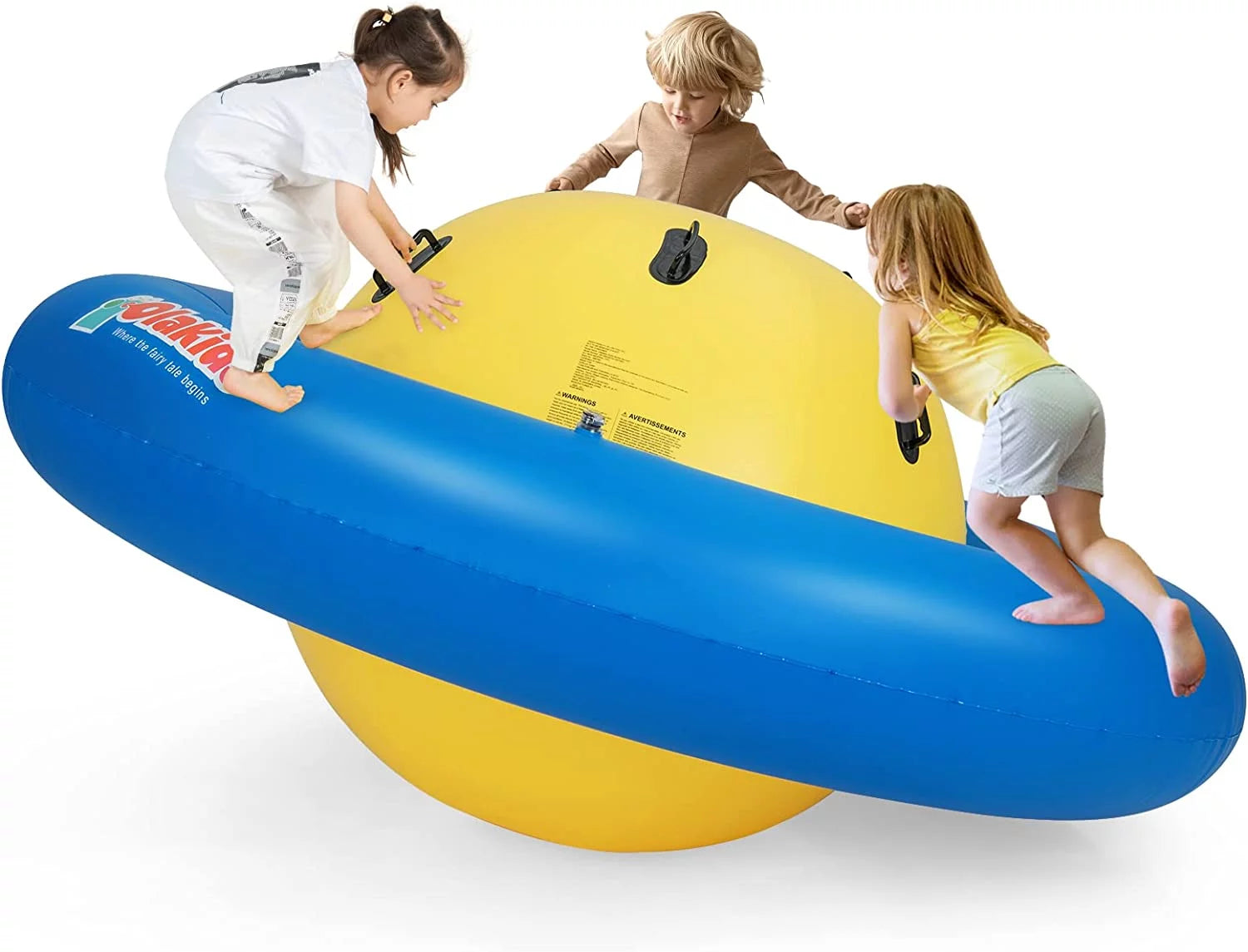 OLAKIDS 8FT Inflatable Dome Rocker Bouncer, Outdoor Kids Giant Roll and Play Seesaw Rocker with 6 Secure Handles, Max Weight 250 LBS, Toddlers Climbing Game Toy Backyard Play Center Equipment