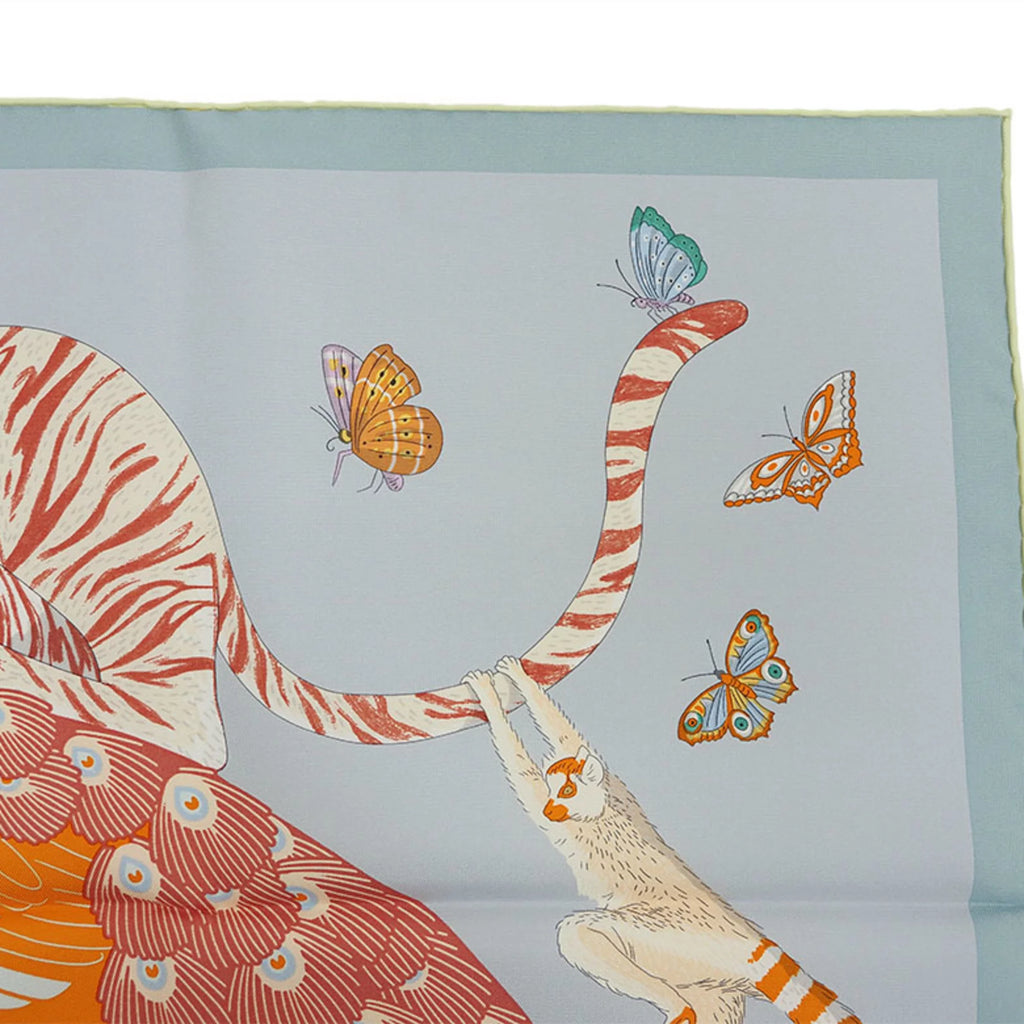 Used Hermes HERMES Carre 90 Story Blue Glacier Pink Multicolor Scarf Muffler H003875S Female Silk Men's STORY SCARF90 2022AW Purchased in July 2022 (Like New)