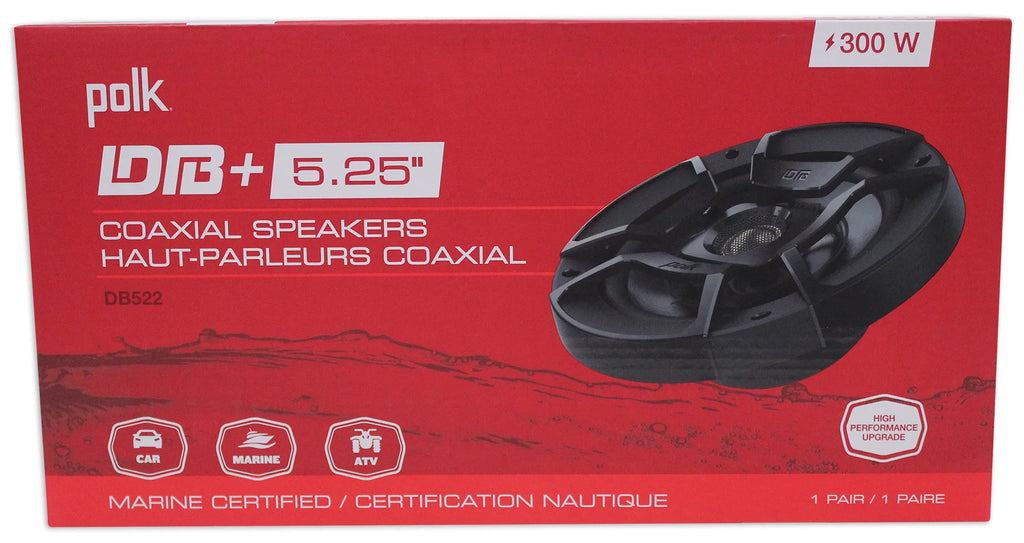 (2) Polk Audio DB522 5.25" 600w Car/Marine/Motorcycle Speakers+Speaker