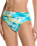 Carmen Marc Valvo womens  Shirred Waist Bikini Bottom, S, Blue