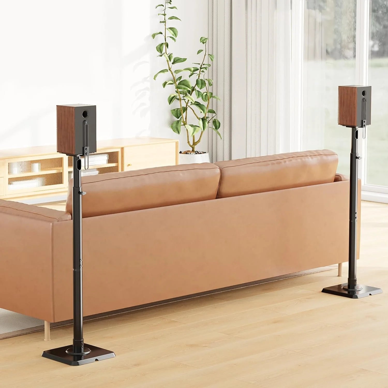 XINRUI Speaker Stands Height Adjustable for Satellite & Small Bookshelf Speakers, Set of 2 Floor Stand Mount for Bose Polk JBL Sony Yamaha and Others - 11LBS Capacity MD5402