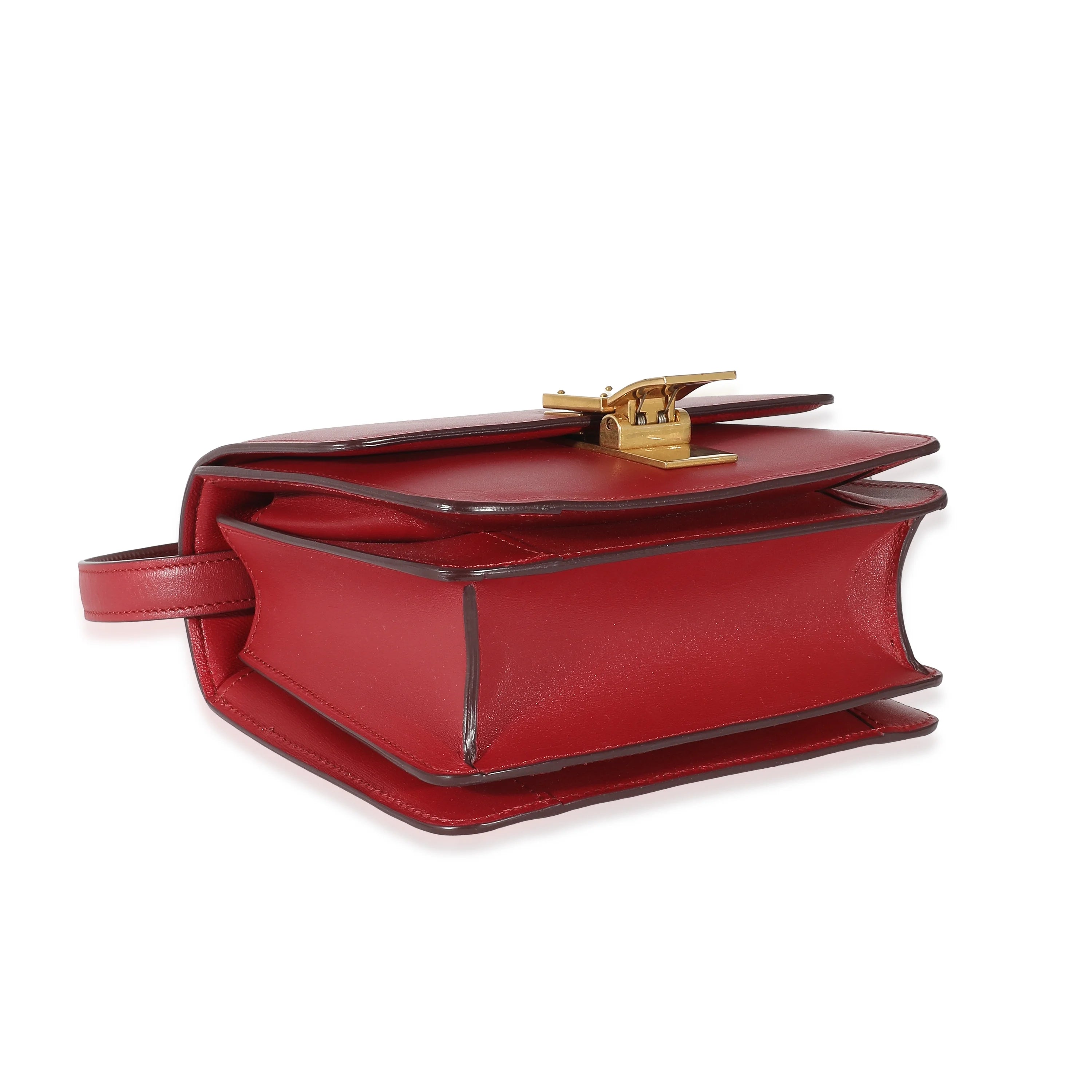 Celine Red Smooth Calfskin Small Classic Box Bag Previously Owned
