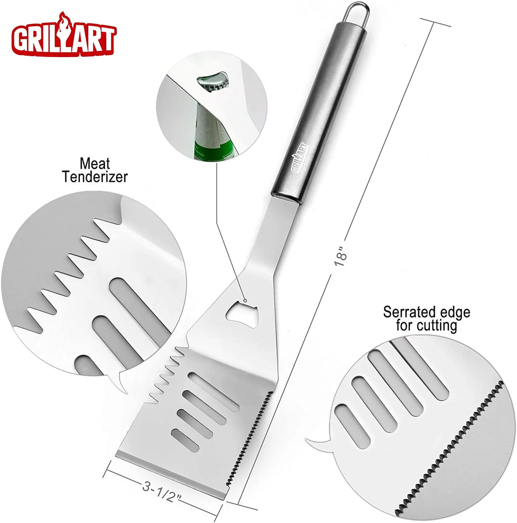 BBQ Grill Utensil Tools Set Reinforced BBQ Tongs 19-Piece Corrosion-free-Alloy Barbecue Grilling Accessories with Aluminum Storage Case -Complete Outdoor Grill Kit for Dad, Birthday Gift for Man