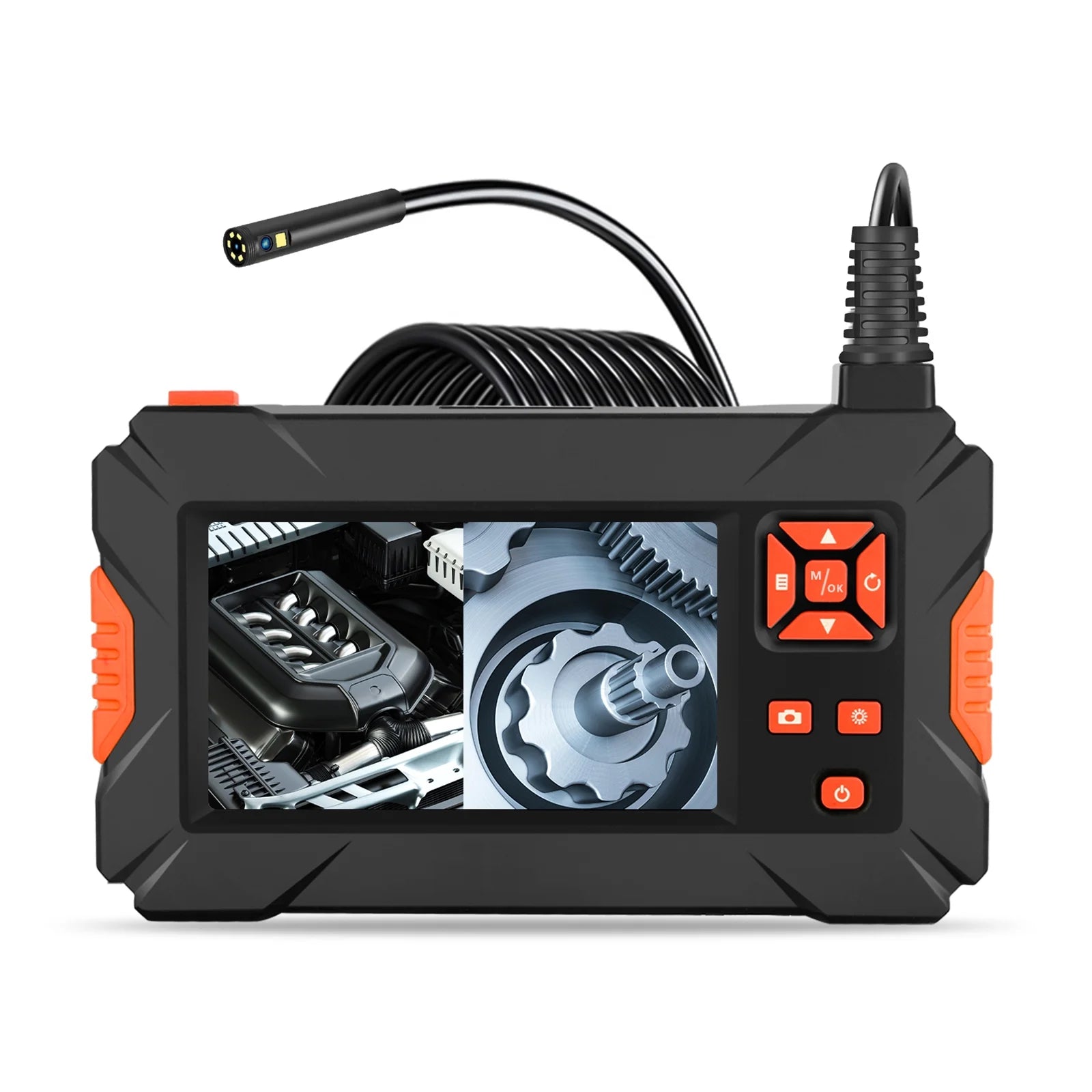 Pinnaco P130 Industrial Endoscope - Sewer Pipe Inspection Camera, Portable 4.3" Full-Color IPS Screen for Automobile Engine Maintenance