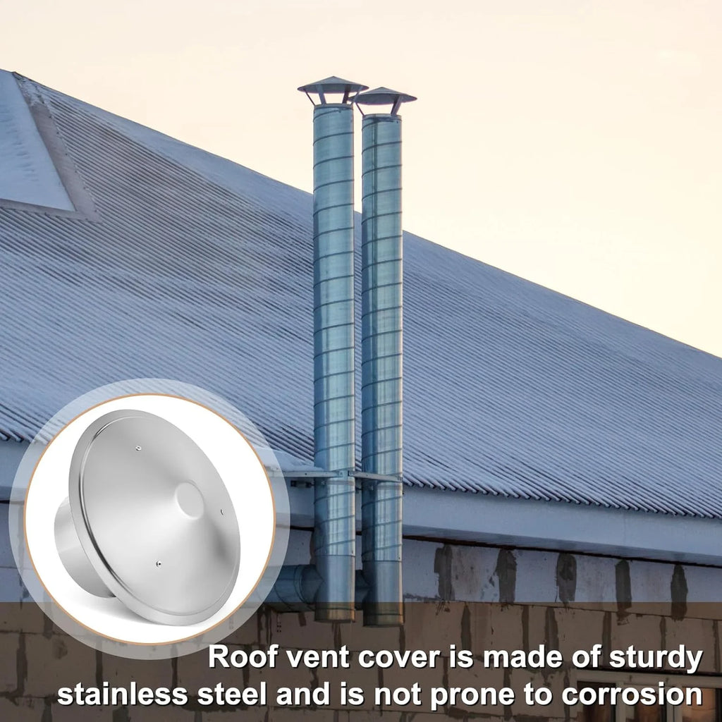 6 Inch Cone Top Chimney Cap Corrosion-free Metal Cone Cap with Screen Chimney Cover Outside Roof Silver Fireplace Screen Cover Exterior Stove Pipe Topper for Vent Flue Family Kitchen Cooking