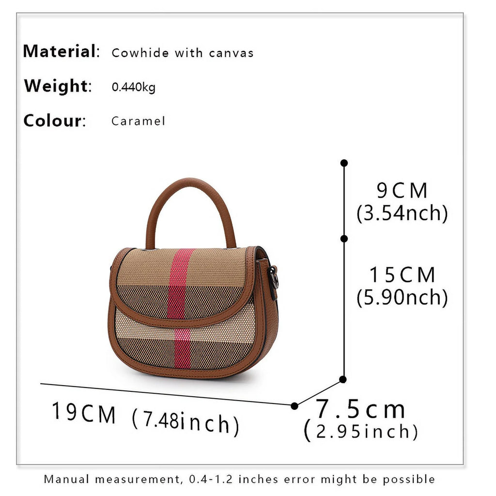 Aidrani   New Female One Shoulder Crossbody Bag Canvas with Cowhide Saddle Bag
