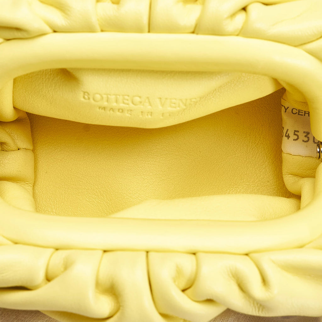 Previously Owned Authenticated Bottega Veneta The Pouch Calf Leather Yellow Crossbody Bag Unisex (Good)