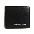 Used Balenciaga 504934 Unisex Leather Wallet (bi-fold) Black (Good)