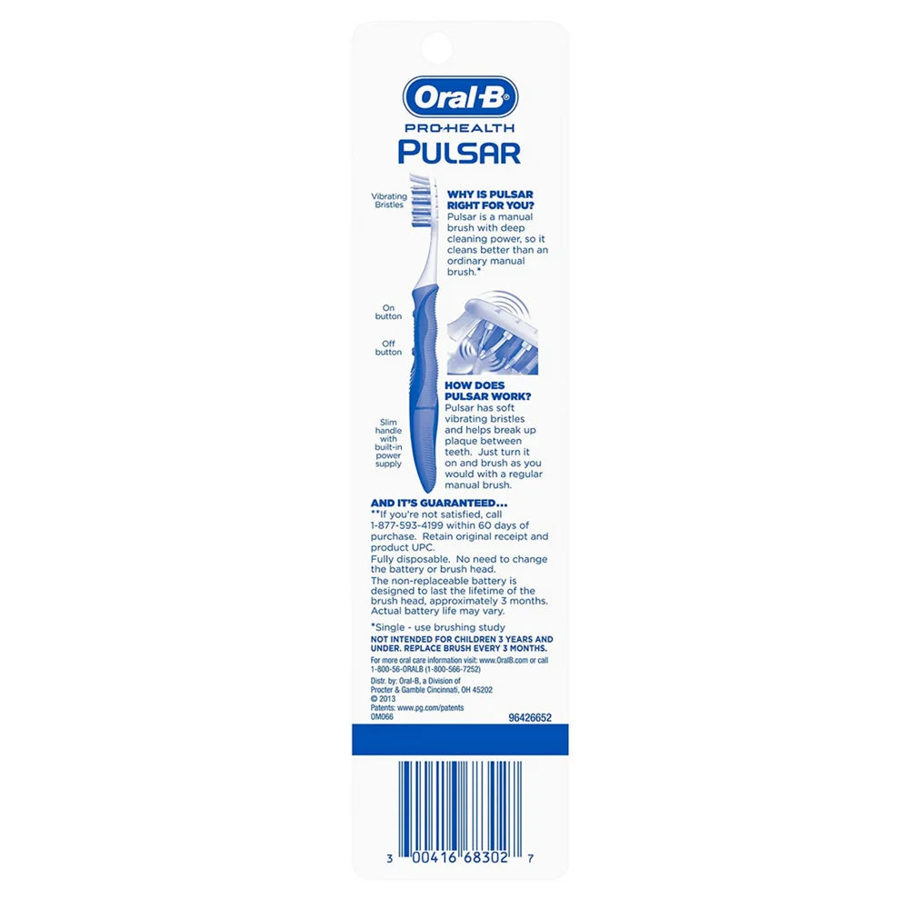 Oral-B Pro-Health Pulsar Medium Toothbrushes, Value Pack, Colors May Vary, 2 ea (Pack of 2)