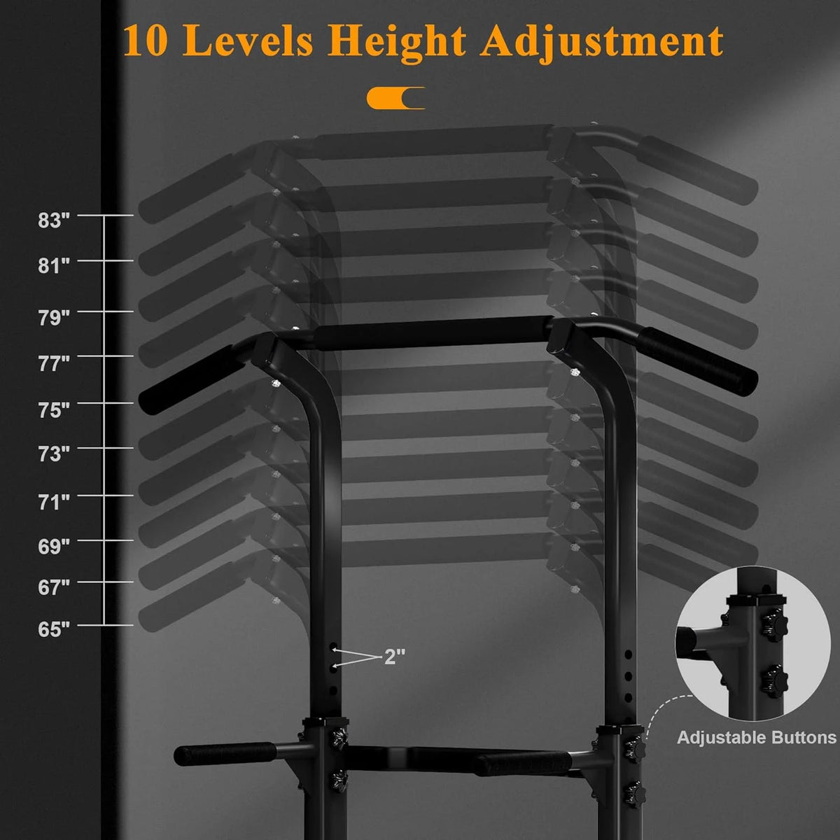 SOGES Power Tower Adjustable Height Workout Pull up and Dip Stand Station, Multi-Function Home and Gym, Black