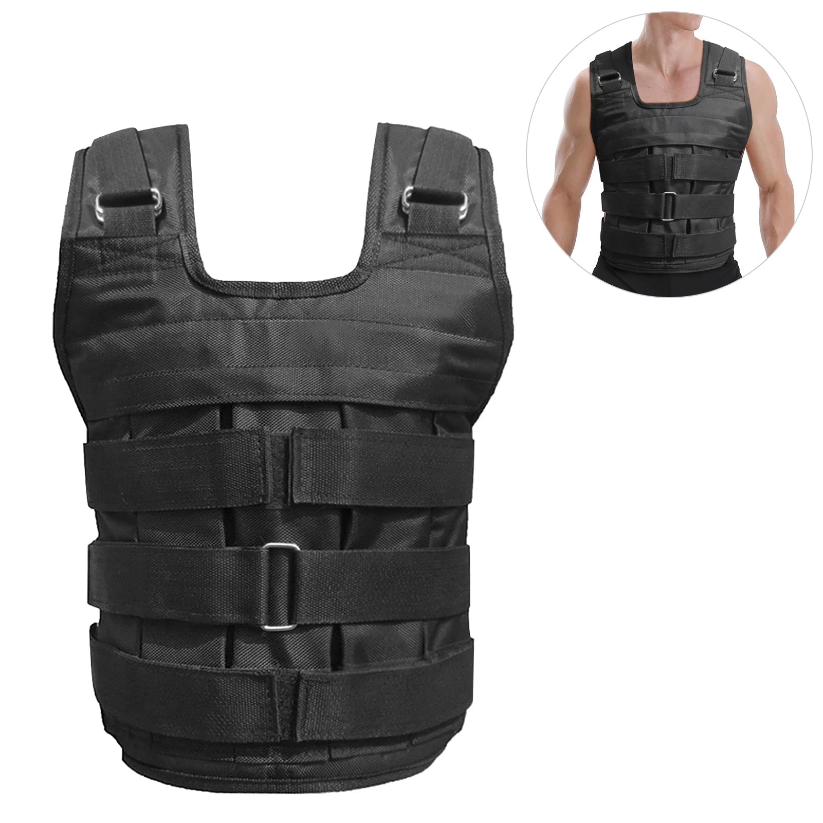 Lixada Adjustable Weighted Vest 50kg Max Load Oxford Cloth Jacket for Strength Training Exercise Empty