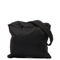 Previously Owned Prada Triangle Plate Shoulder Bag Black Nylon Leather Female PRADA (Fair)