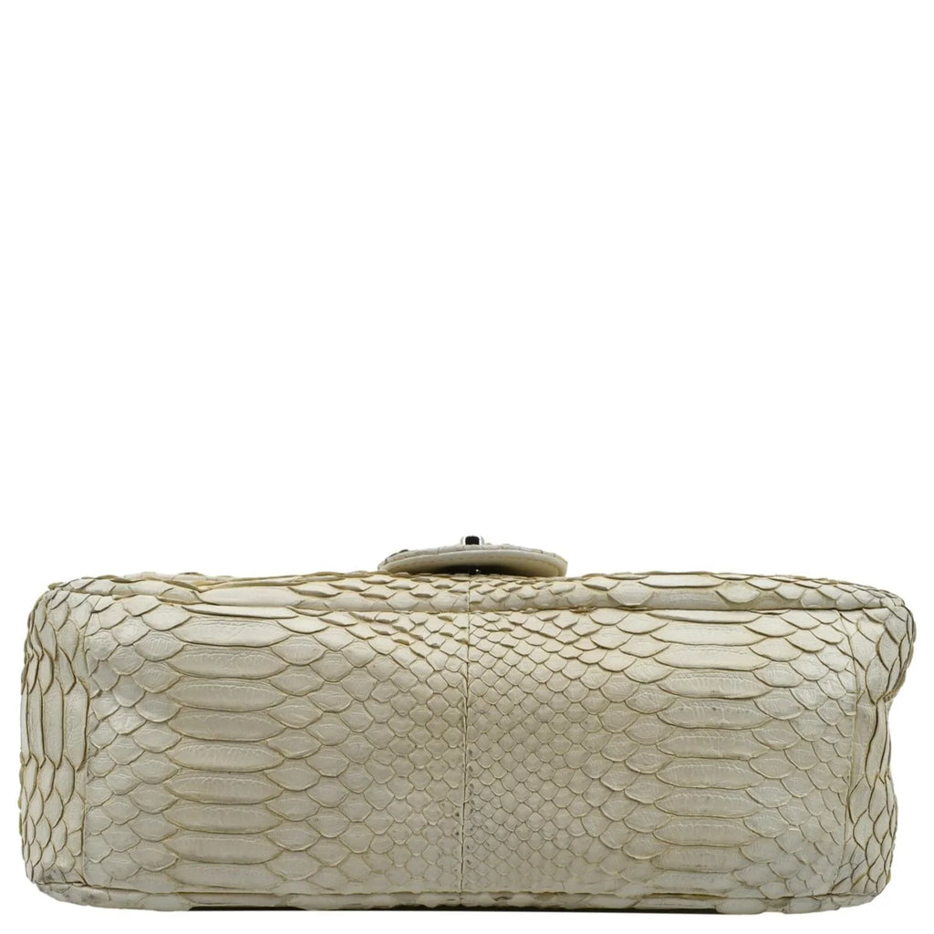 Used CHANEL Flap Python Leather Crossbody Bag Ivory