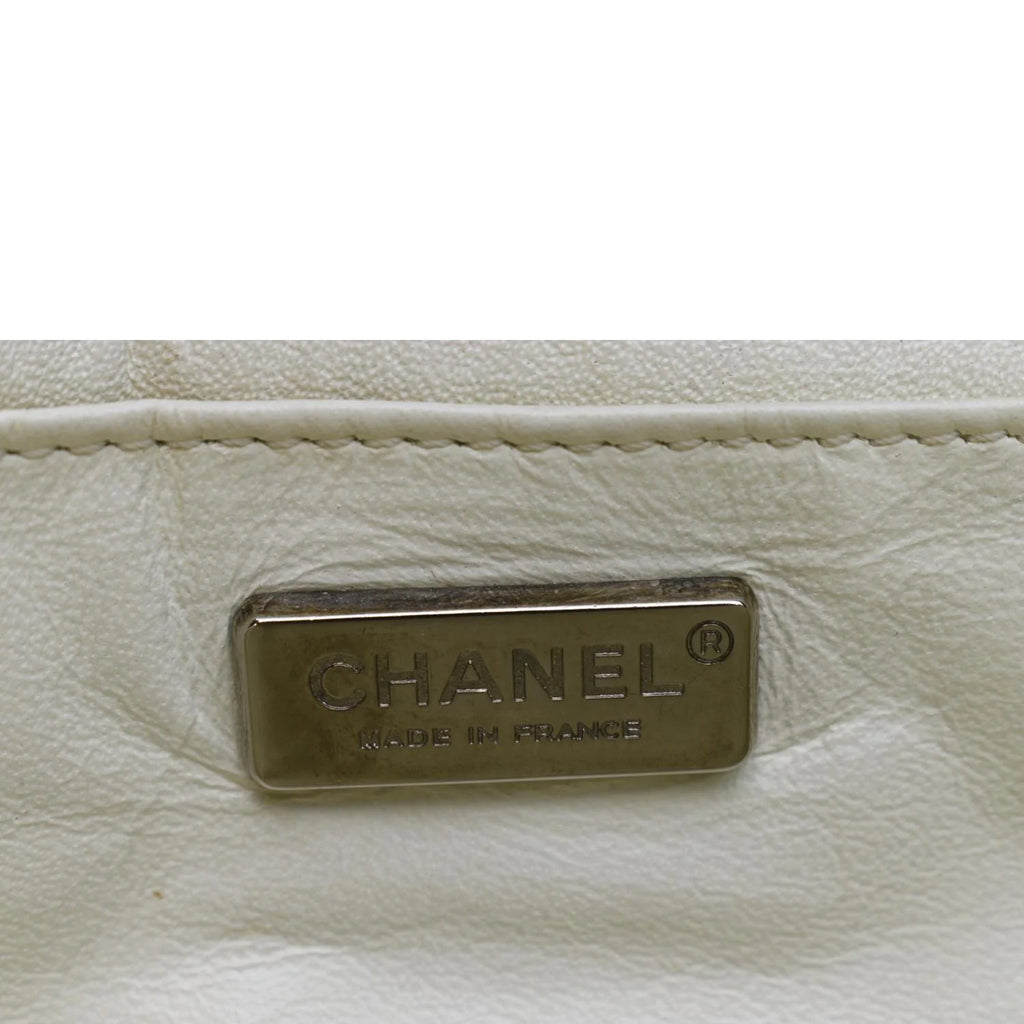 Used CHANEL Flap Python Leather Crossbody Bag Ivory