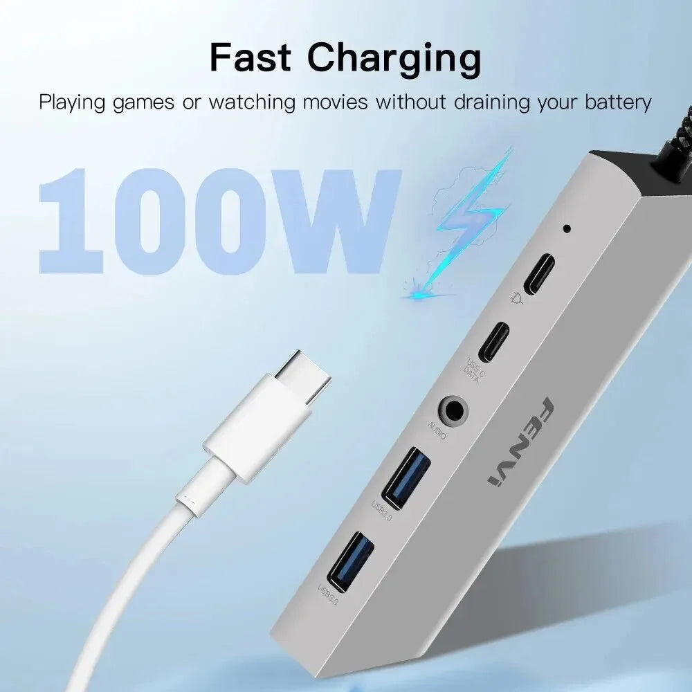 in 1 Type C Hub USB C To -Compatible 4K 30Hz Docking Station PD 100W USB Splitter for Macbook Air PC Laptop Win10