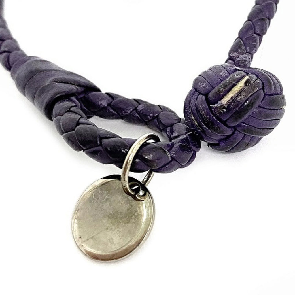 Used Bottega Veneta Ec-14203 Leather Charm Bracelet Purple,Silver (Fair)
