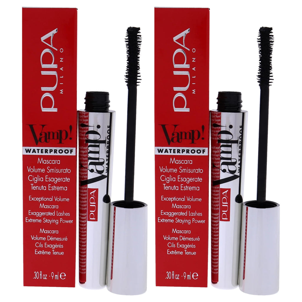 Pupa Milano Vamp! Waterproof Mascara - 001 Extra Black - Pack of 2 - 0.30 oz Mascara
