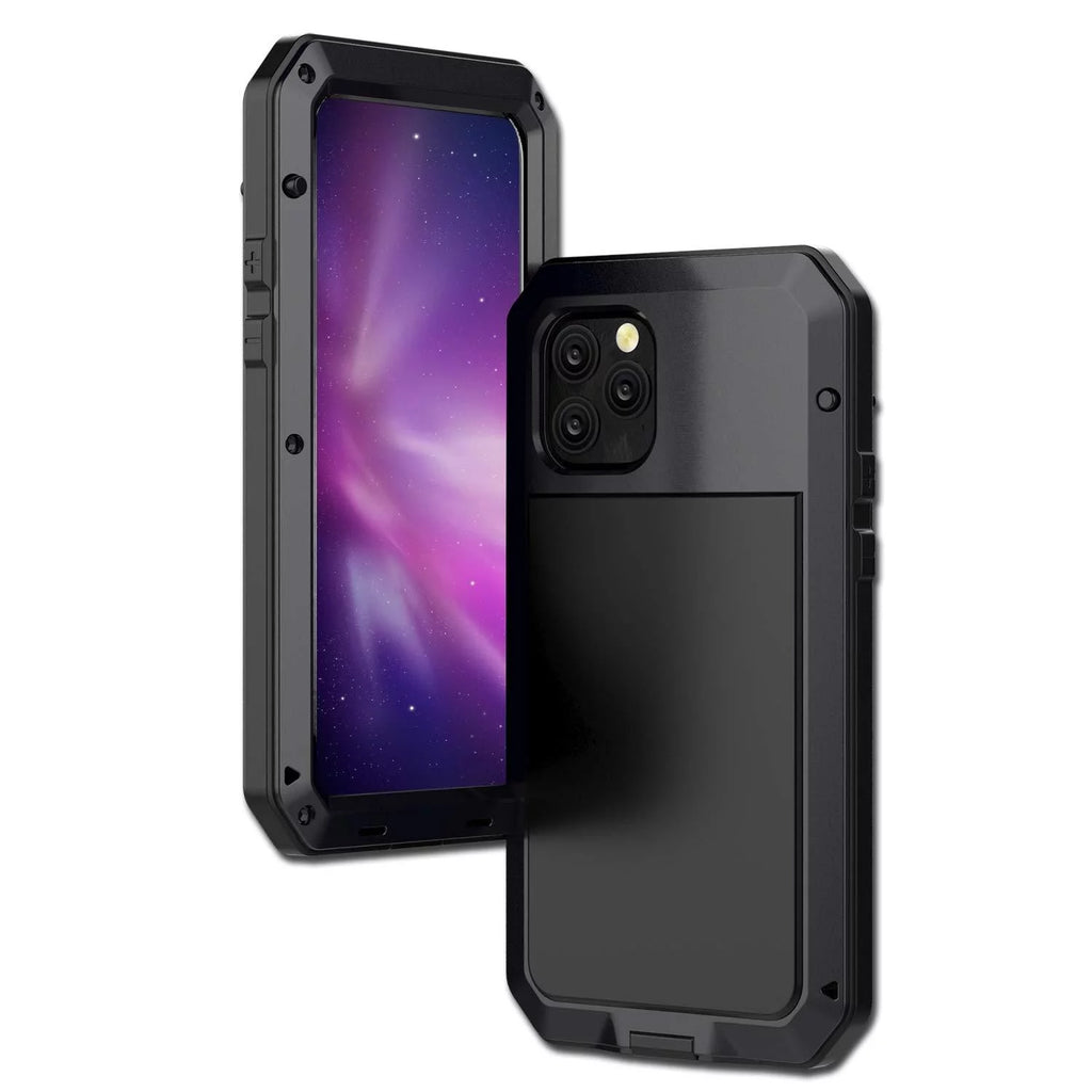 Gorilla Glass Aluminum Metal iPhone 14 Pro Case (Black) Heavy Duty Military Grade Shockproof and Scratch Resistant Protection, Rugged Outdoor Travel