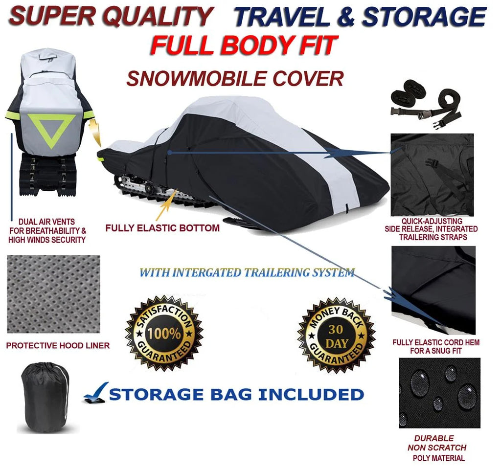 600 Denier Full Fit Snowmobile Travel and Storage Cover Compatible for the 2009-2009 Arctic Cat Model M1000 162 SnoPro LE Snowmachine Sled.