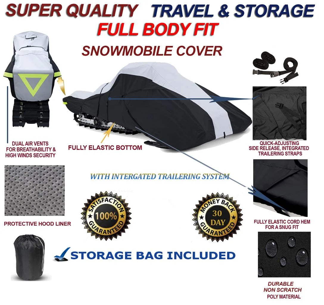 600 Denier Full Fit Snowmobile Travel and Storage Cover Compatible for the 2009-2009 Arctic Cat Model M1000 162 SnoPro LE Snowmachine Sled.