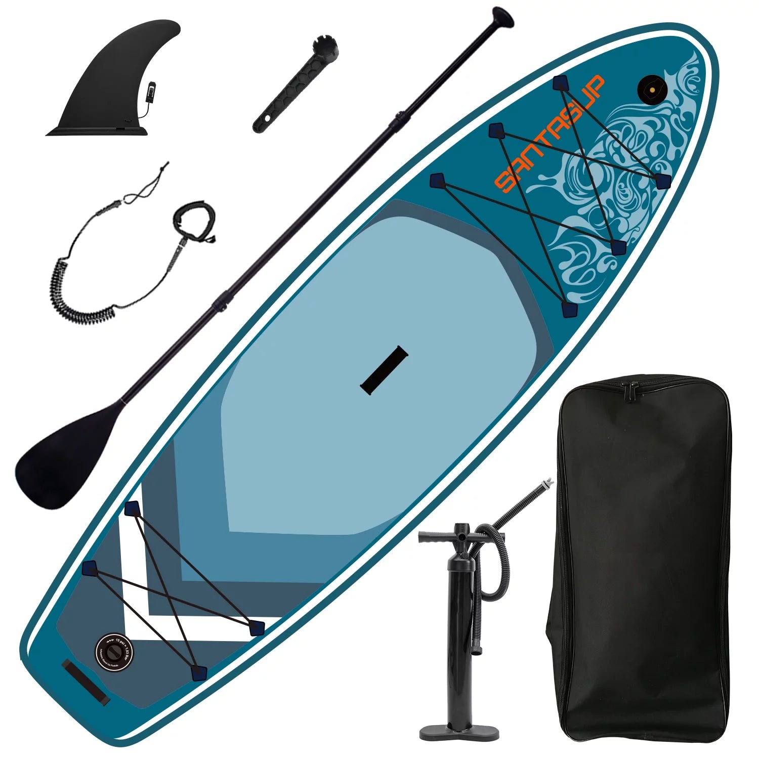KUUFER 118"x33"x 5"Inflatable Stand Up Paddle Board with Premium SUP Accessories & Carry Bag, Wide Stance, Bottom Fin for Paddling, Surf Control, Non-Slip Deck, Youth Standing Boat, Navy Blue