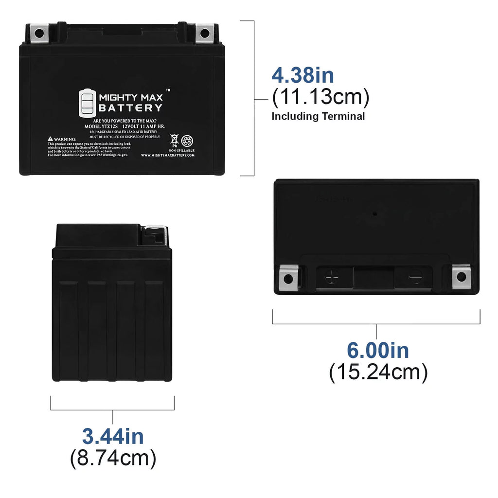 YTZ12S 12V 11Ah Replacement Battery compatible with Yamaha 5SE-H2100-01-00 - 8 Pack