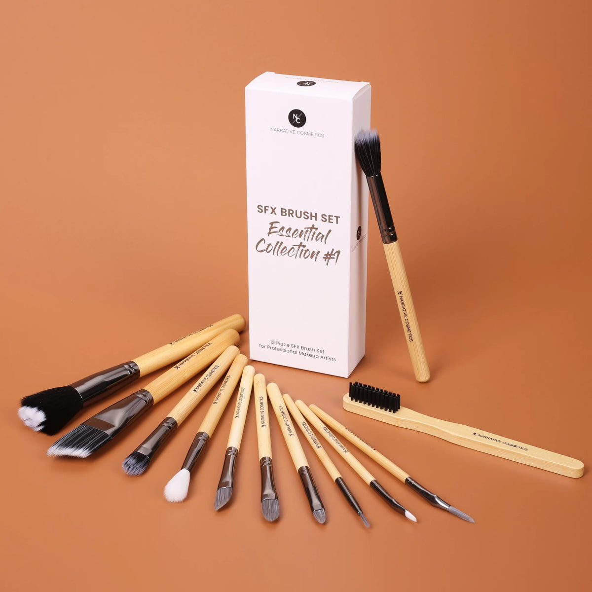Narrative Cosmetics Essential SFX Makeup Brushes - 12 Piece Special Effects Makeup Brush Set - Collection #1