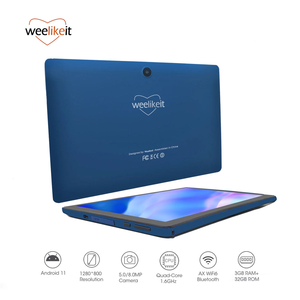 weelikeit Tablet 10 inch Android 11 Tablet with AX WiFi6,3GB RAM 32GB ROM Storage Tablet PC, 1280x800 IPS Display, 5MP+8MP Camera, Bluetooth 5.0, with Stylus(Blue)