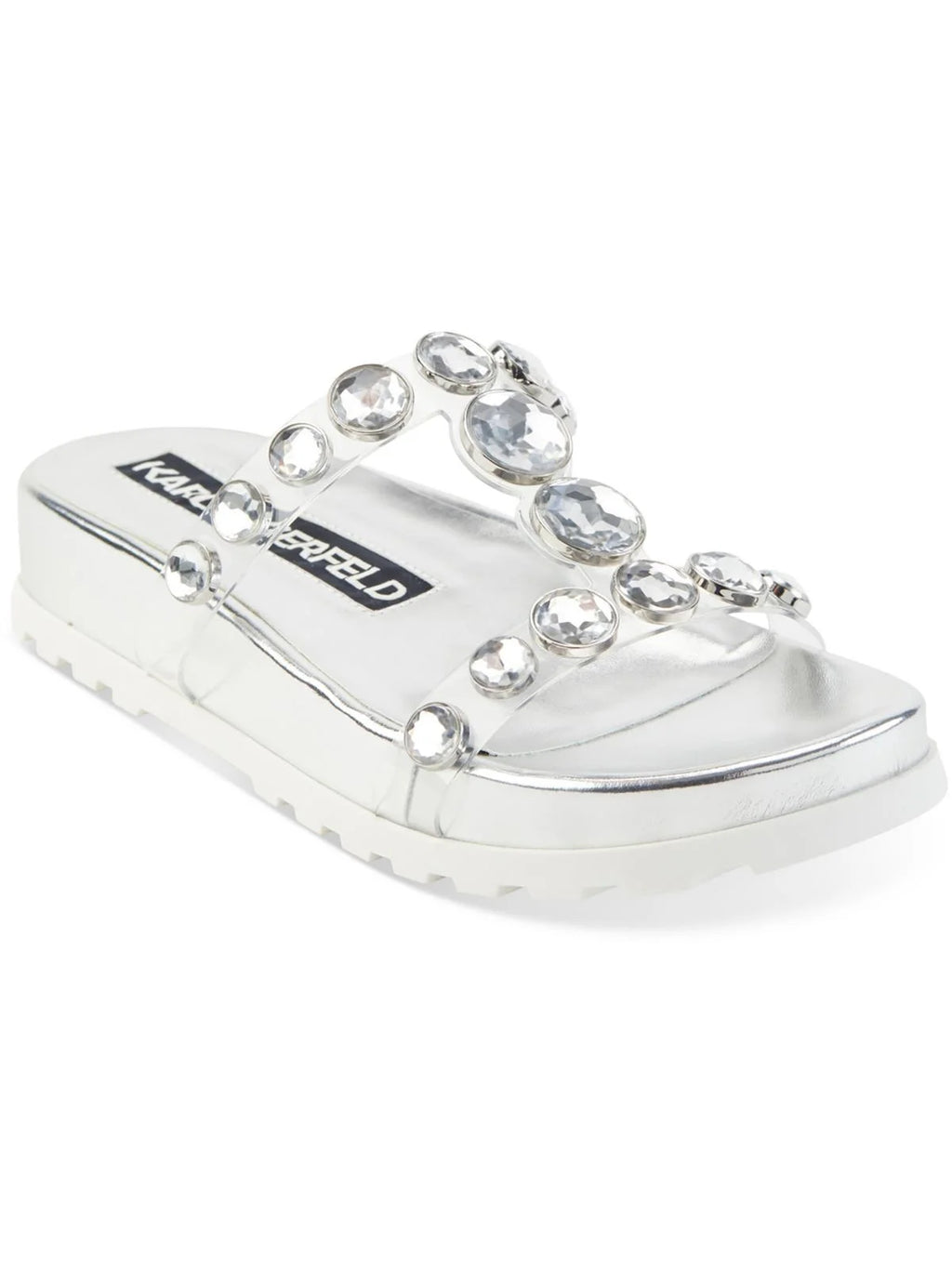 Karl Lagerfeld Paris Womens Belinda  Faux Leather Slip On Slide Sandals