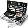 BBQ Grill Utensil Tools Set Reinforced BBQ Tongs 19-Piece Corrosion-free-Alloy Barbecue Grilling Accessories with Aluminum Storage Case -Complete Outdoor Grill Kit for Dad, Birthday Gift for Man