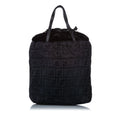 Previously Owned Fendi Zucca Drawstring Tote Bag Nylon Fabric Black Satchel Women (Good)