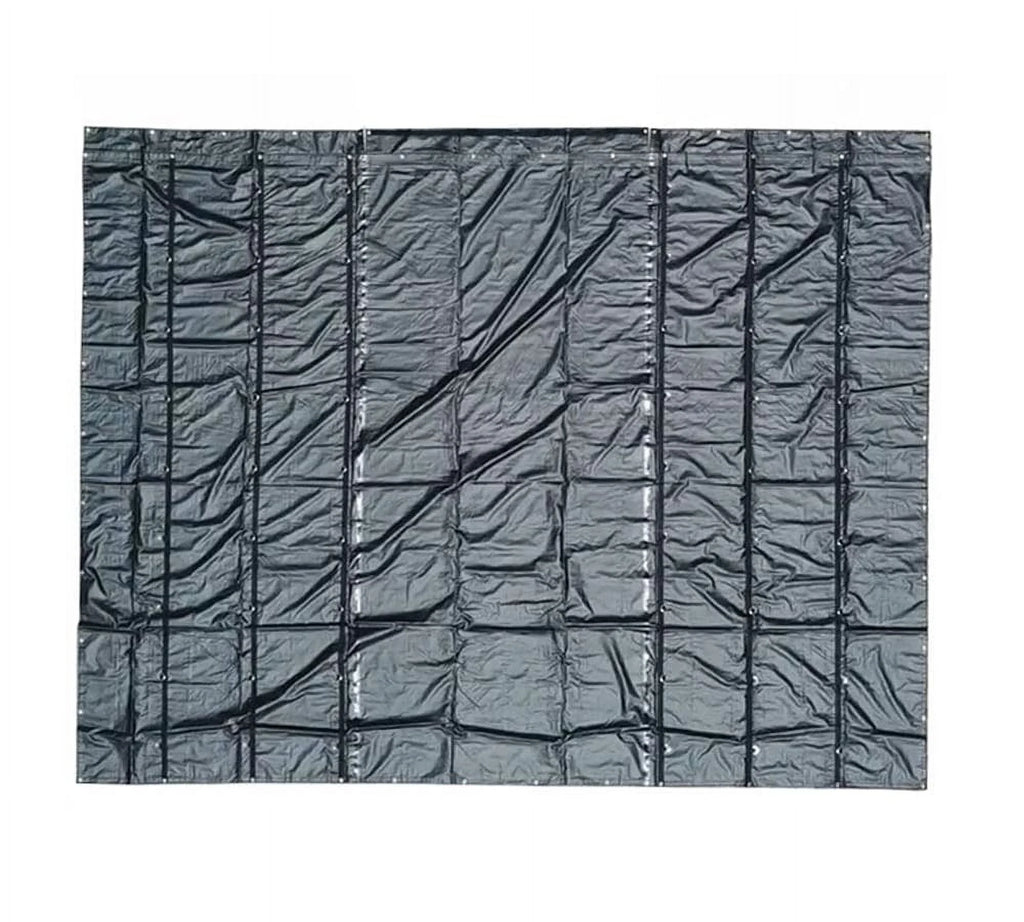 24' x 18' Black Metal Tarp for Heavy Duty Truck Cargo - 14 Oz Vinly Lightweight Flatbed Tarps with 8' Drop - Waterproof Tarp for Trailers to Protect Cargo from Wind, Rain, Snow and Sun