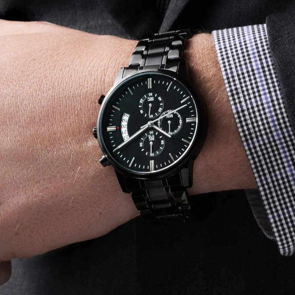 Husband Daddy Protector Hero Engraved Multifunction Analog Corrosion-free Alloy Chronograph Men's Watch W Copper Dial