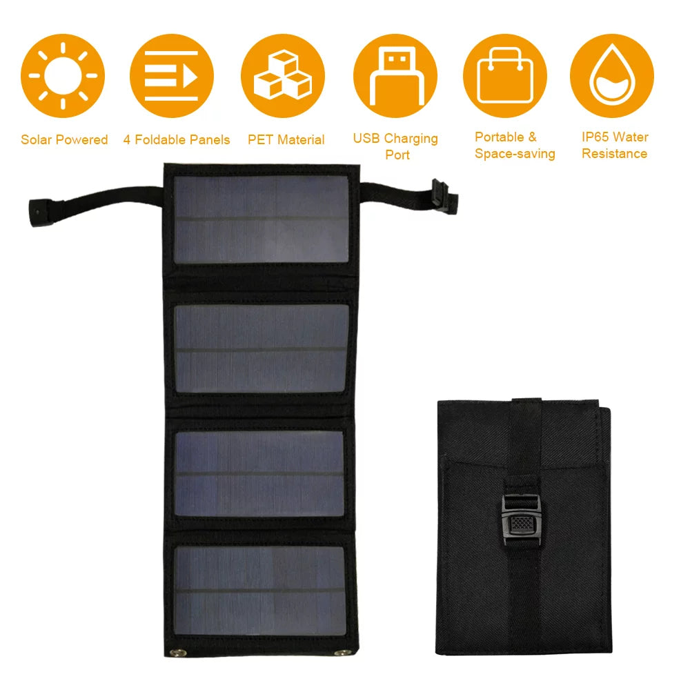 Carevas Solar Panel,Ip65 Water Resistance Usb Solar P-owered Solar P-owered Cell P-ower ank With Cell Bendable Ip65 Resistance P-ower ank Bendable Ip65 Water Outdoors With 4 Solar 4 Solar Panels
