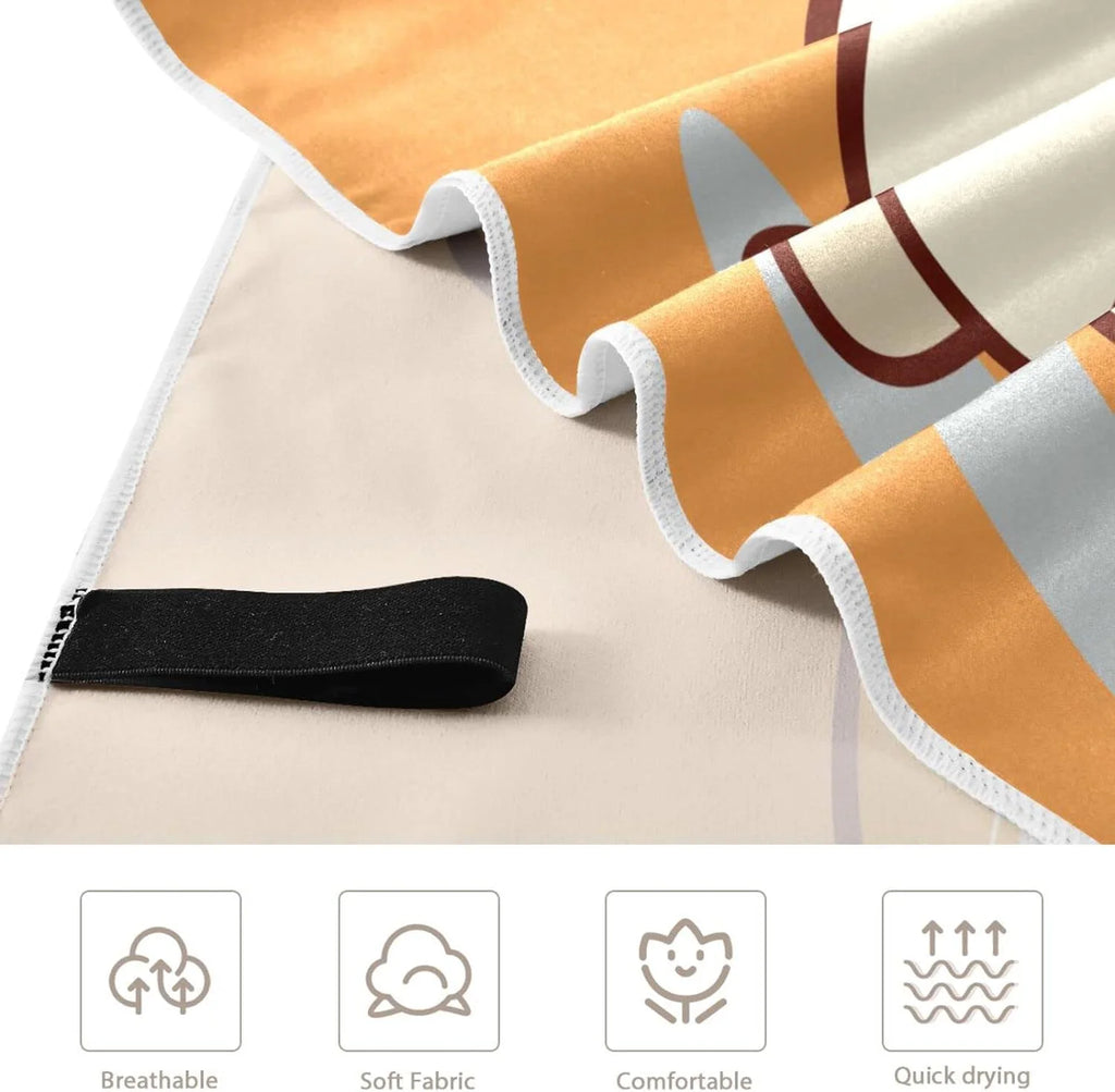 Bestwell Cute Corgi Orange Beach Towel - Super Absorbent Oversized Travel Towels - Lightweight Compact Quick Dry Towel for Swimming Camping Holiday（353）