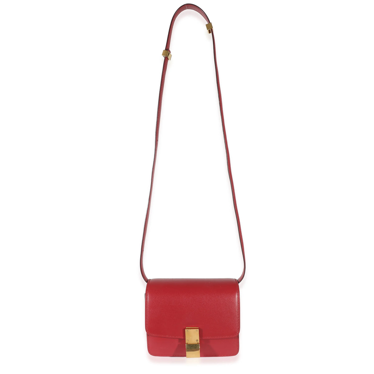 Celine Red Smooth Calfskin Small Classic Box Bag Previously Owned