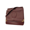 Previously Owned Cartier Shoulder Bag Must Leather Bordeaux For Her (Good)