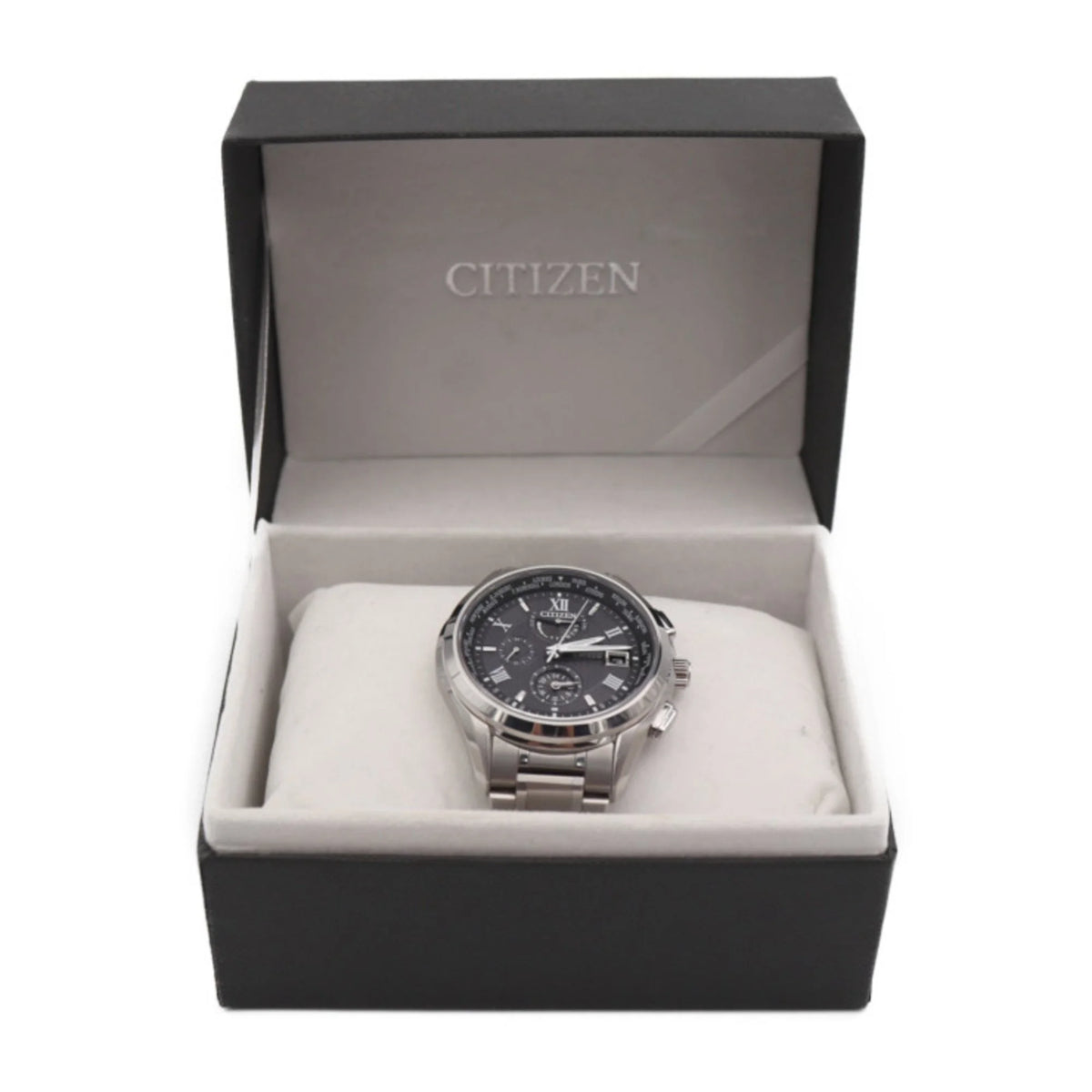 Secondhand CITIZEN Citizen EXCEED Exceed Watch H820-T023916 Titanium Silver Black Dial Eco Drive Solar Radio (Good)