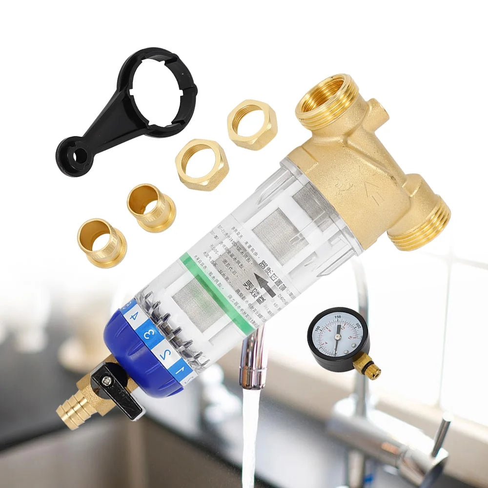 Reusable Spin Down Sediment Water Filter Home Water Filter for Remove Sediment Sand Water Pipe Pre-filter 50℃ Water Filter