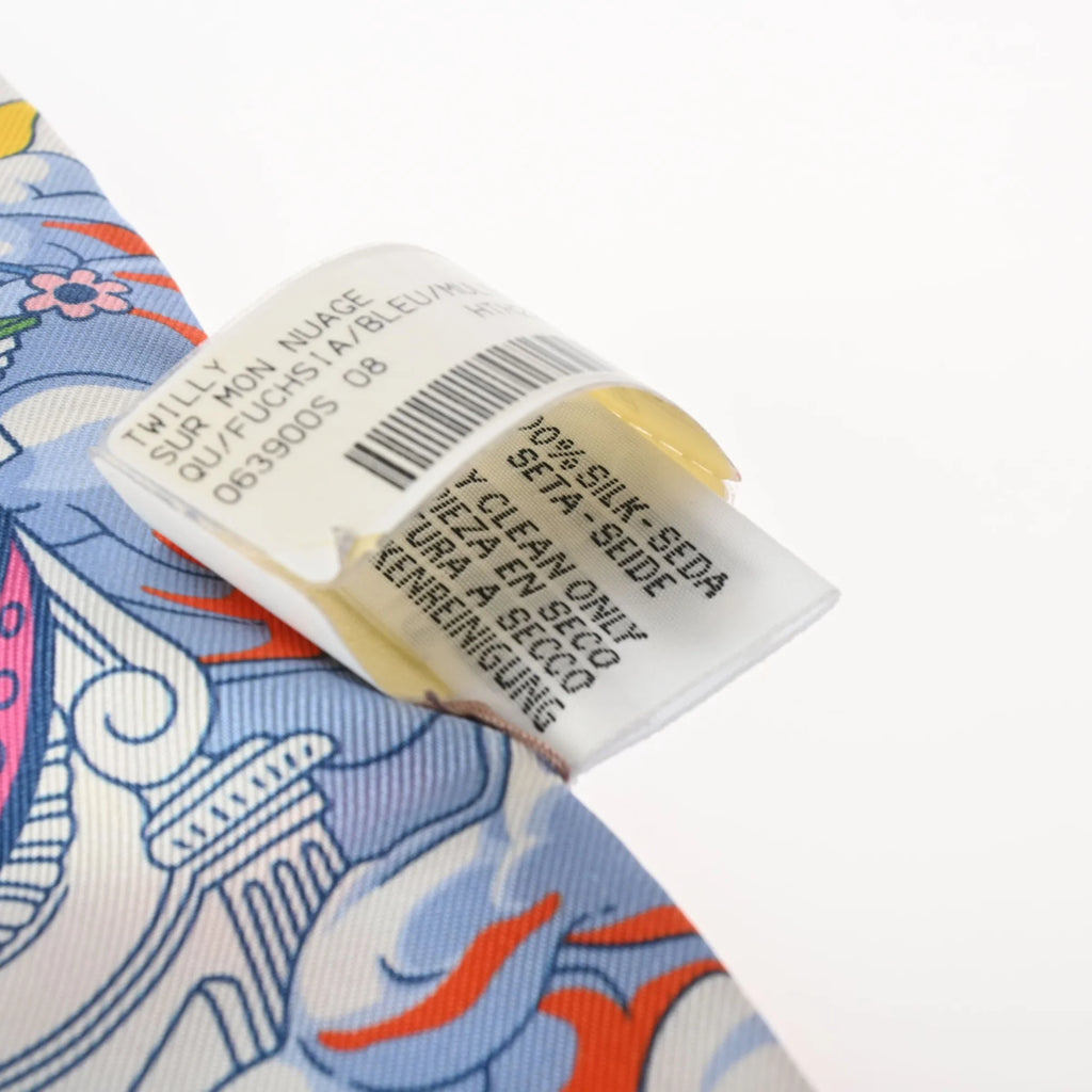 Used HERMES Twilly SUR MON NUAGE Pink/Multicolor 063900S For Her 100% Silk Scarf Muffler (Good)