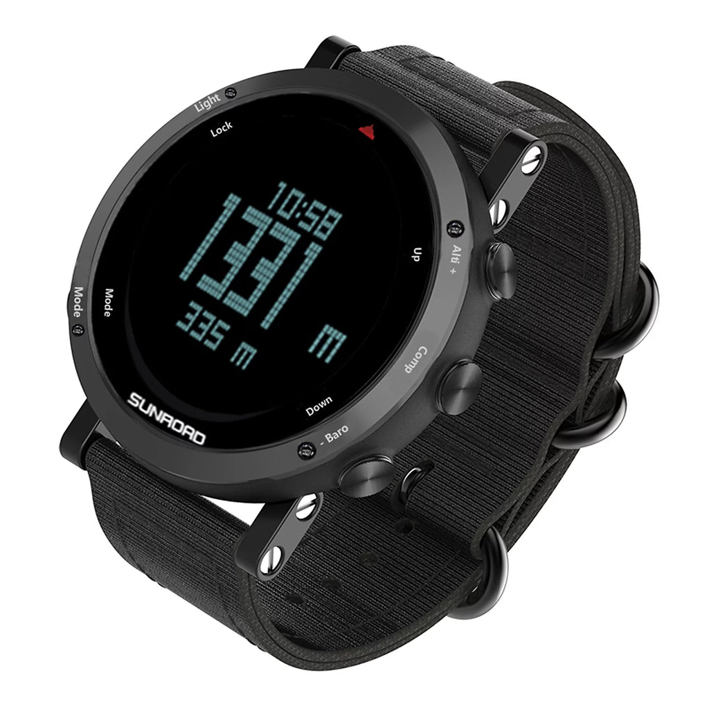 SUNROAD Barometer Altimeter Compass Thermograph Weather Forecast Men Watch 50meters Water-resistant Multifunctional Sports Watch for Mountaineering Running Trekking Camping
