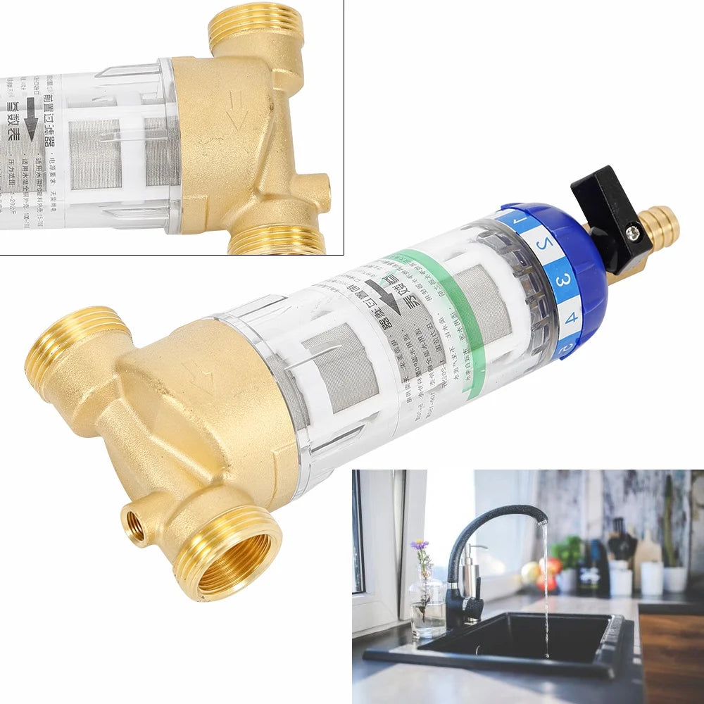 Reusable Spin Down Sediment Water Filter Home Water Filter for Remove Sediment Sand Water Pipe Pre-filter 50℃ Water Filter
