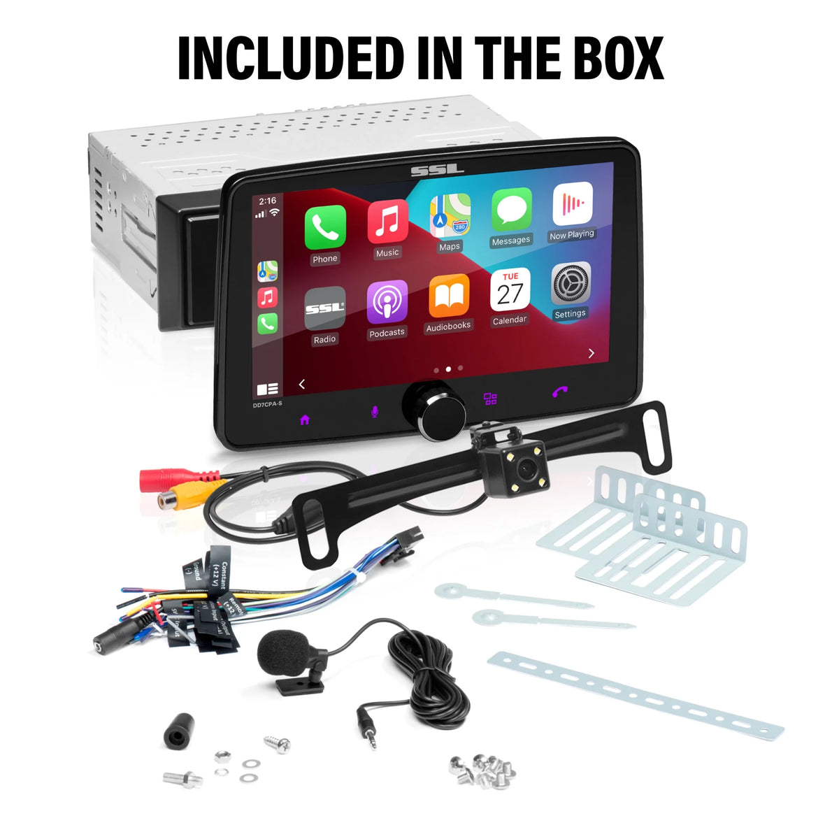 Sound Storm Laboratories DD7CPA-CS Car Audio Stereo – Apple CarPlay, Android Auto, Single Din, 7 Inch Touchscreen, Bluetooth, No CD DVD Player, AM/FM Radio Receiver, Backup Camera