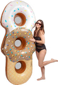 Aquamazing Ice Cream Cone Giant Inflatable XL Swimming Pool Float Tube for Kids, Adults- Huge 7 Ft Long - Mesh Sections Seats 3 People - Perfect for Summer