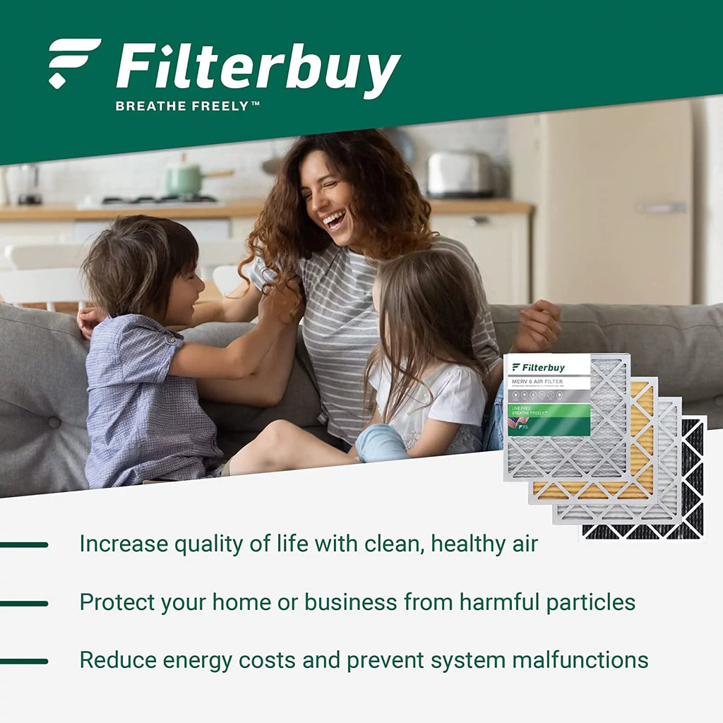 Filterbuy 14x18x1 MERV 8 Odor Eliminator Pleated HVAC AC Furnace Air Filters with Activated Carbon (2-Pack)