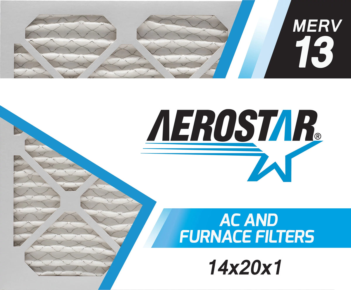 Aerostar 14x20x1 MERV  13,  Air Filter, 14x20x1, Box of 4