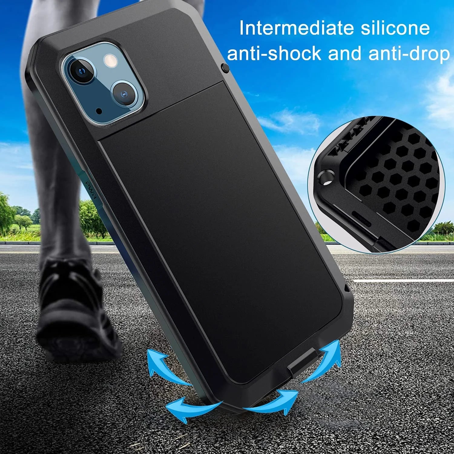 Gorilla Glass Aluminum Metal iPhone 14 Pro Case (Black) Heavy Duty Military Grade Shockproof and Scratch Resistant Protection, Rugged Outdoor Travel