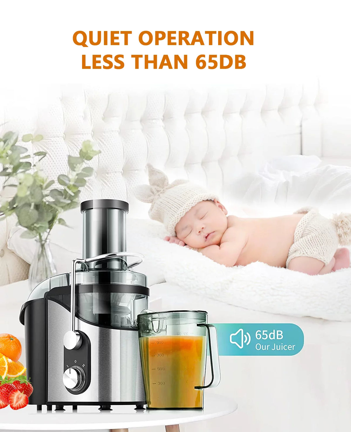 Centrifugal Juicer Machine for Fruits & Vegetables - with 3" Feed Chute 2 Speed Modes
