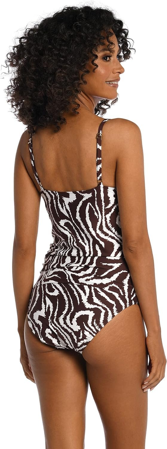 La Blanca For Her Lingerie Strap Tankini Swimsuit Top, Java//Fierce Lines, 8